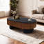 Table basse de salon elliptique de 43,7 po avec rangement caché et plateau de table amovible-1744460832