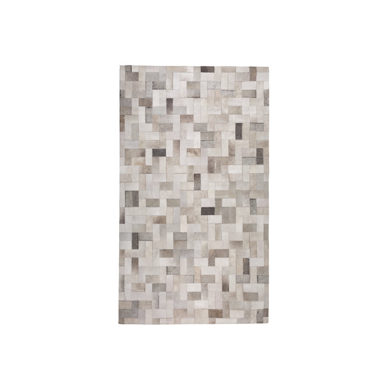 Dieter Geometric Leather Hand Woven Area Rug, Rectangle 140 x 200cm
