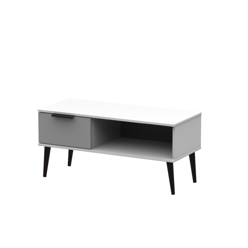 Fully Assembled Menifee Side Table with Storage, Grey/Black