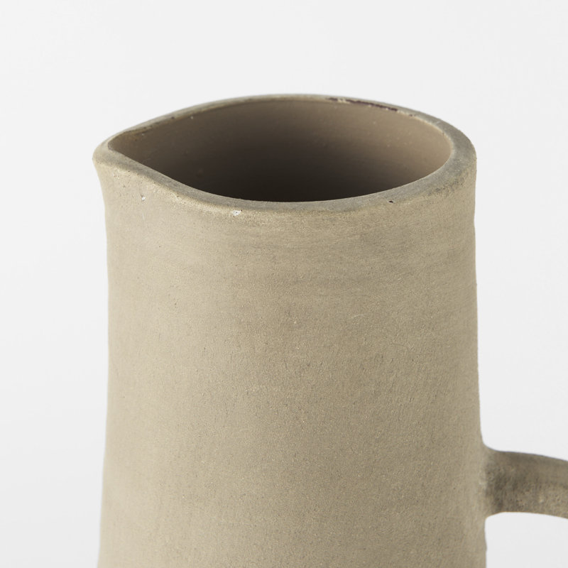 Vase de table en céramique Hindley, H 16,5 po x l 7,8 po x P 6,1 po, Blanc / beige