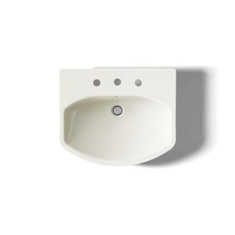 Cimarron® 26.81" Vitreous China U-Shape Pedestal Bathroom Sink with Overflow, White, 8'' Centers