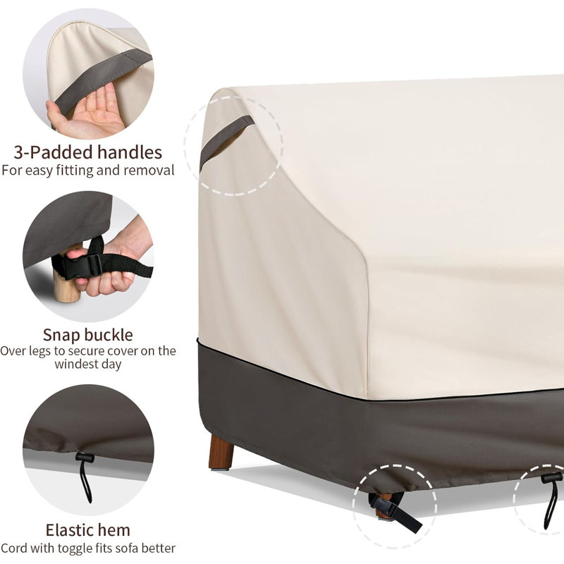 Waterproof Outdoor Black 3-Seater Sofa Cover with Ventilation