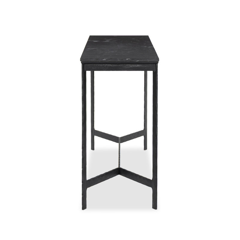 Hammered Iron Console Table-White Marble, Charcoal Marble, Hammered Black Iron