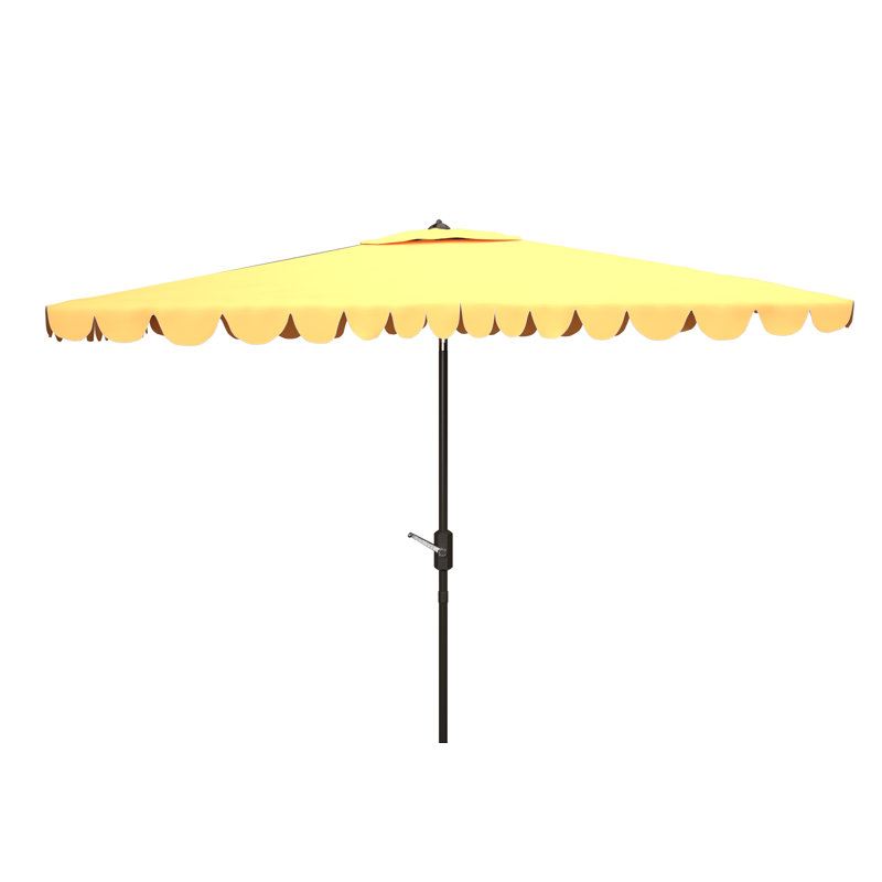 Parasol de marché rectangulaire 118,1 po Teo, Jaune/blanc, Noir