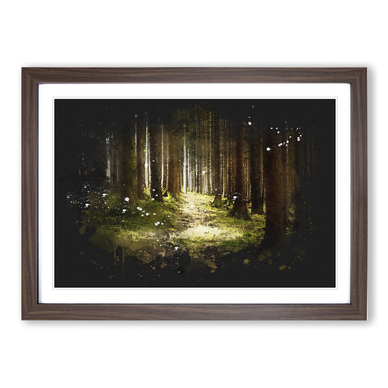 Green Forest Vol.6 - Picture Frame Graphic Art, 65cm H x 90cm W x 2cm D, Walnut Framed