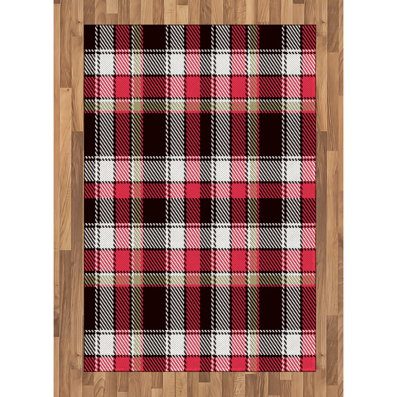 Checkered High Density Long Fiber Poly Threads Decorative Area Rug Carpet, Rectangle 4' x 5'8"