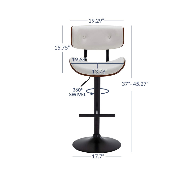 Tabouret pivotant à hauteur réglable Lakitia, Blanc