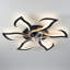 Ventilateur de plafond encastré moderne de 32 po avec lumière, ventilateur de conception à DEL à fleur noire avec télécommande et contrôle APP, ventilateur de plafond à profil bas à intensité variable avec 6 vitesses pour la chambre à coucher, la cuisine et le salon