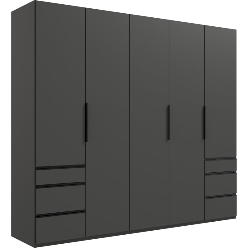 Guardino 5 Door Wardrobe, 216cm H x 250cm W x 58cm D, Graphite