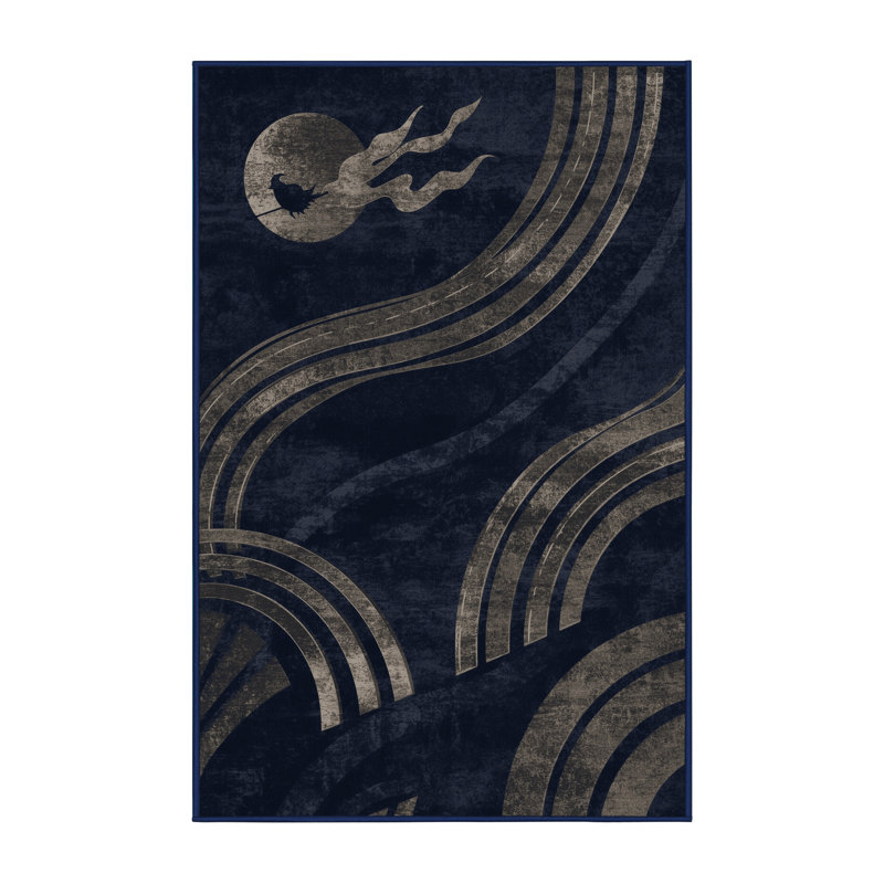 Tapis gris moderne et contemporain lavable à la machine Pryer, 5 x 7