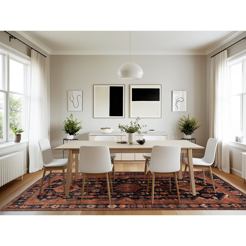 Machine Washable Turkish Brown Area Rug, Rectangle 7' x 10'