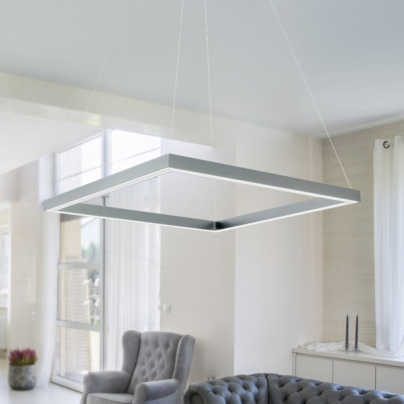 White Crystal 20-Inch Modern Square LED Chandelier