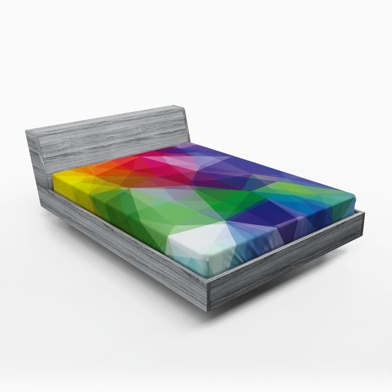 Microfiber Geometric Fitted Sheet, Queen Fitted Sheet
