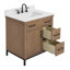 30 po Meuble-lavabo autoportant à simple cuve avec plateau en pierre blanche ingénieur