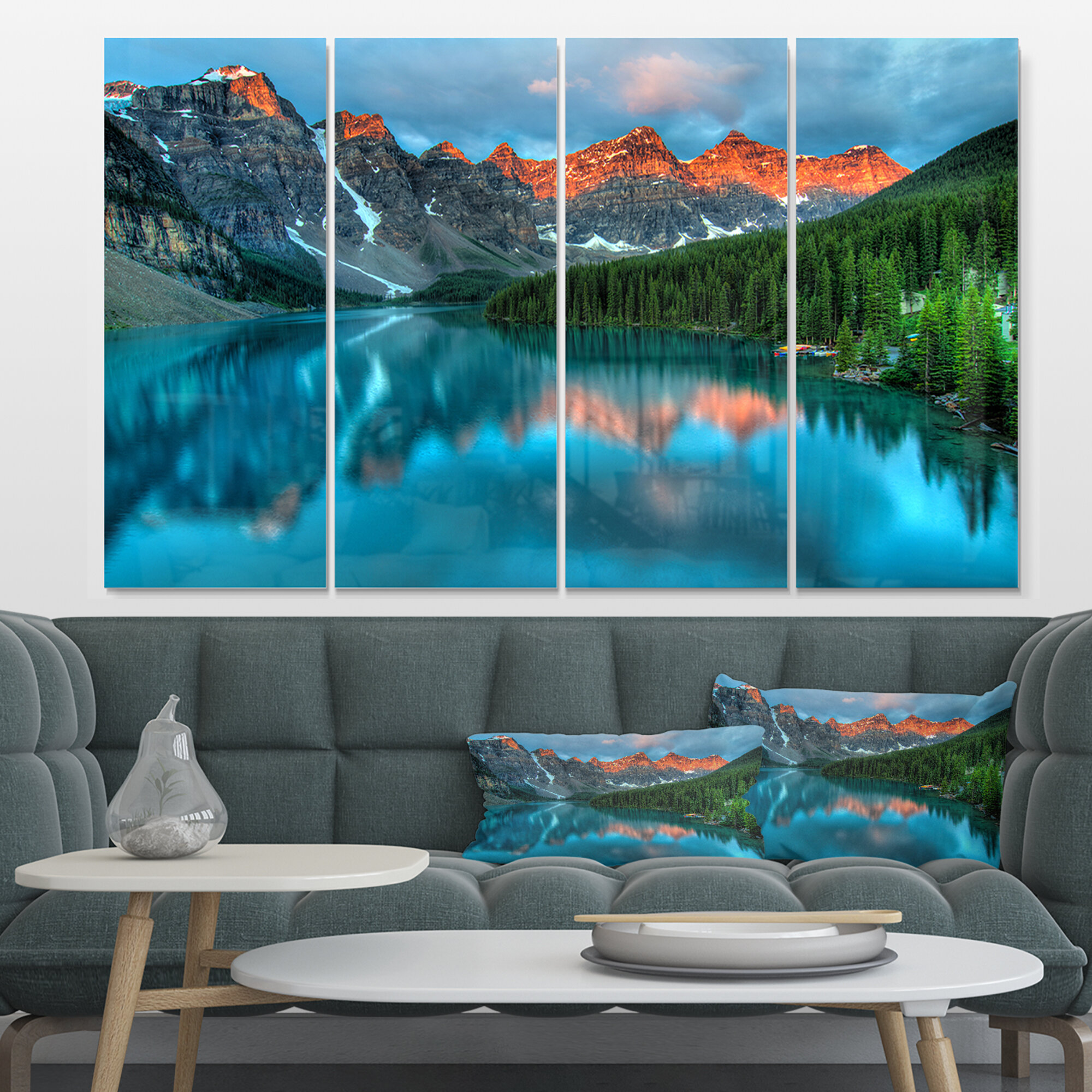 Bless international Moraine Lake Sunrise On Metal 4 Pieces Print