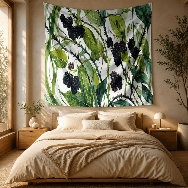 Tapisserie murale «Botanical Blackberry Canes», 88 po x 104 po