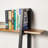 Solid Acacia Wood Ladder Bookshelf - 3-Tier Industrial Leaning Bookcase with Metal Frame - Easy Assembly Cherry Brown
