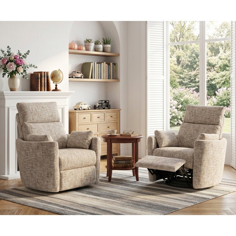 Callendale Set Of 2 Electric Power Swivel Rocker Recliner With USB Port & Type-C, Off-White