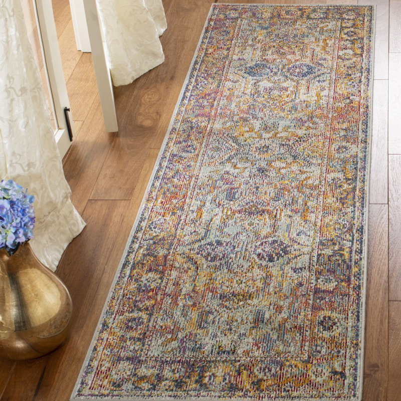 Green Oriental Hand Woven Area Rug, Runner 66 x 213 cm