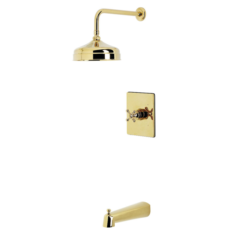 Kingston Brass Metropolitan Single-Handle Pressure Balanced Tub And Shower Faucet, Polished Brass