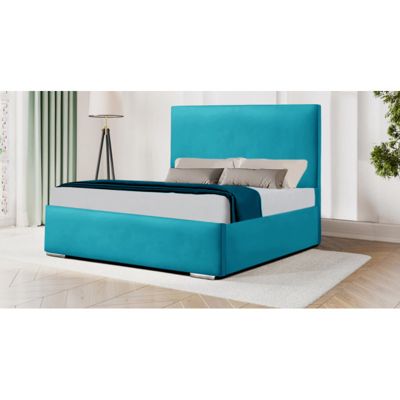 Abdulwahab Upholstered Velvet Bed Frame, Small Double (4'), Teal