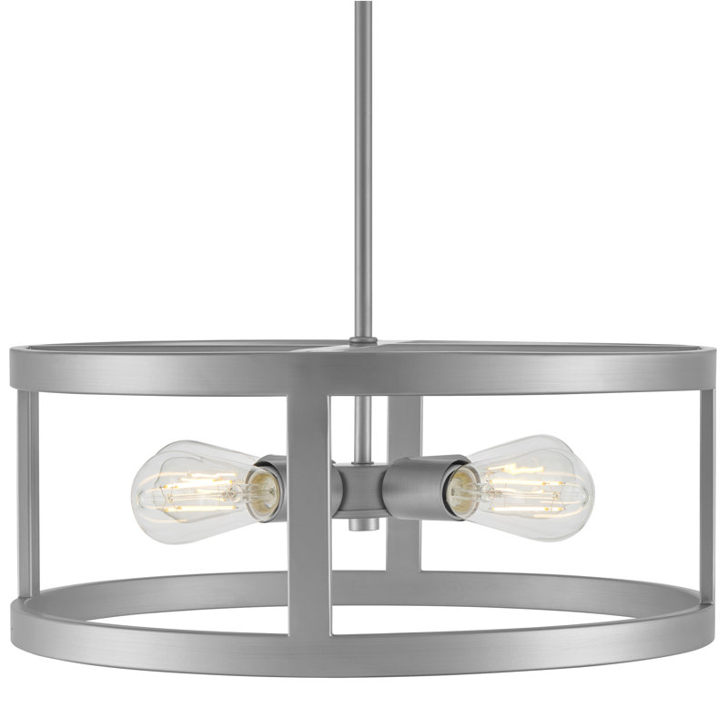 Luminaire suspendu tambour 4 lumières Plascencia, Argent