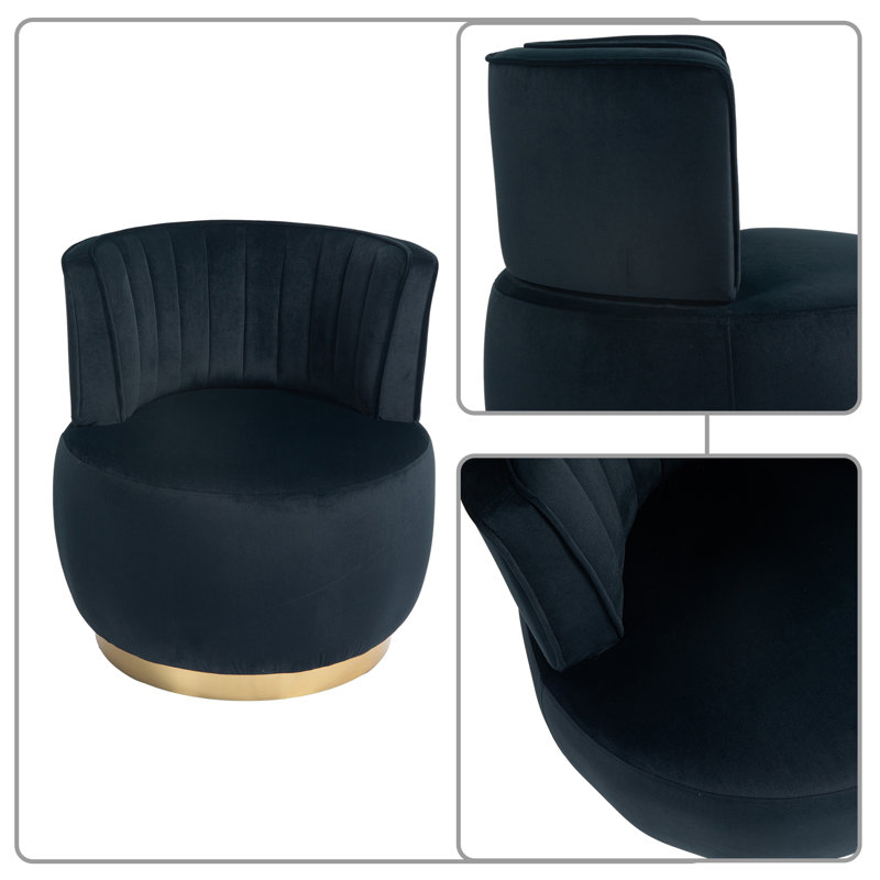 Modern style Velvet Swivel Barrel Accent Chairs with Gold Base, 360° Cuddle Chair for Living Room, Bedroom, Office or Club