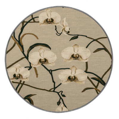 Machine Washable Botanical Brown Area Rug