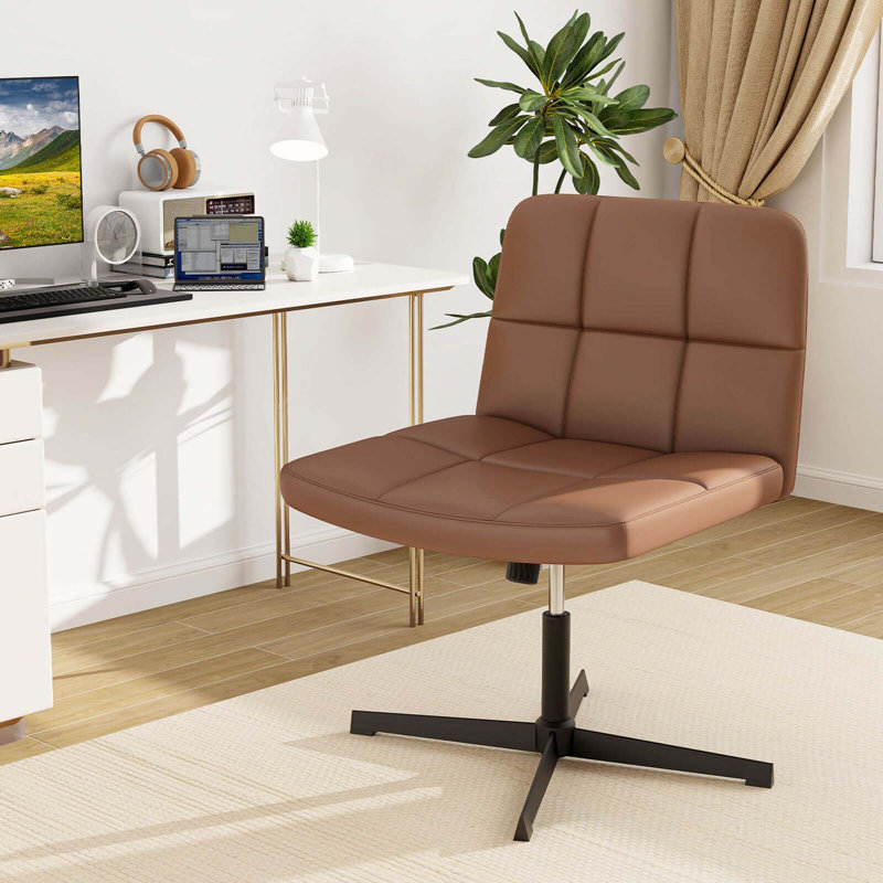 Chaise de bureau à pieds croisés Ebern Designs, Brun