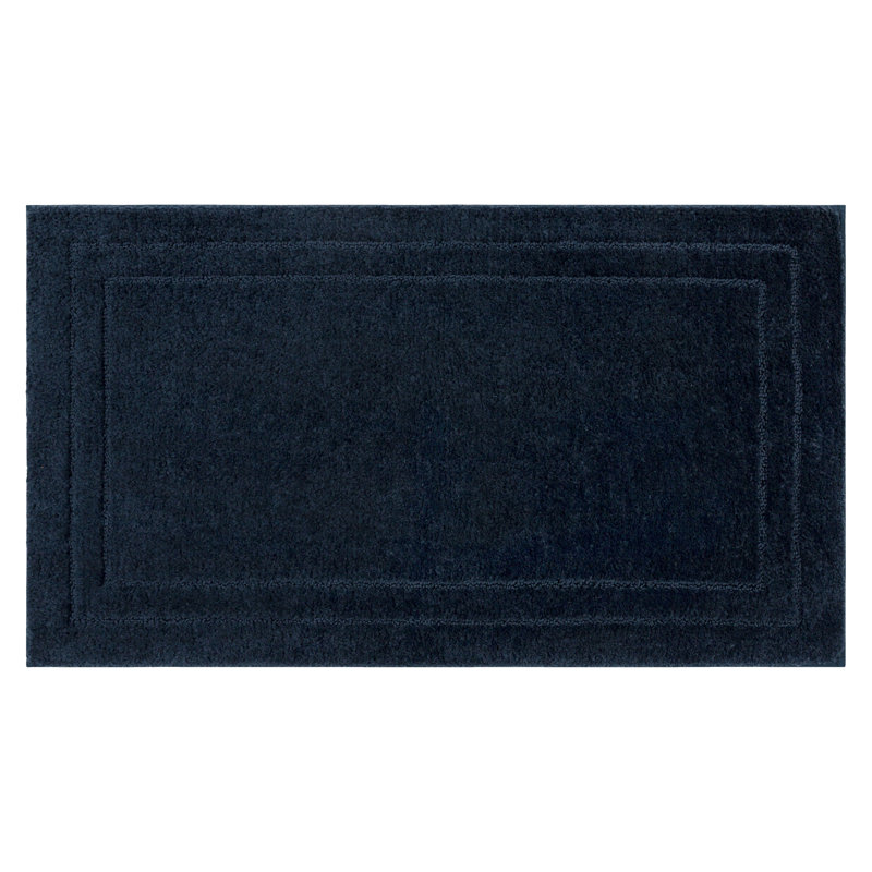 Diplomat Solid Polyester Machine Washable Knitted Bath Mat, 17" W x 24" L, Indigo