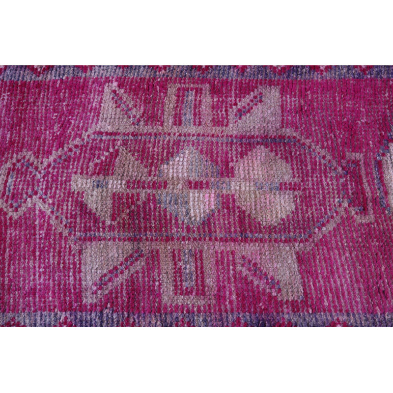 Handcrafted Turkish Runner in Vintage Pink for an Authentic Bohemian Bedroom and Hallway Decor
