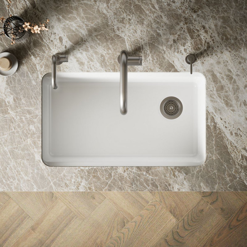 Évier de cuisine encastré à simple cuve avec accessoires Riverby 33 po x 22 po x 9-5 / 8 po Riverby, Blanc