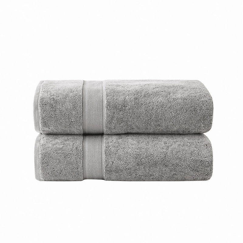 Ensemble de draps de bain 100% coton antimicrobien 2 pièces, Argent argent