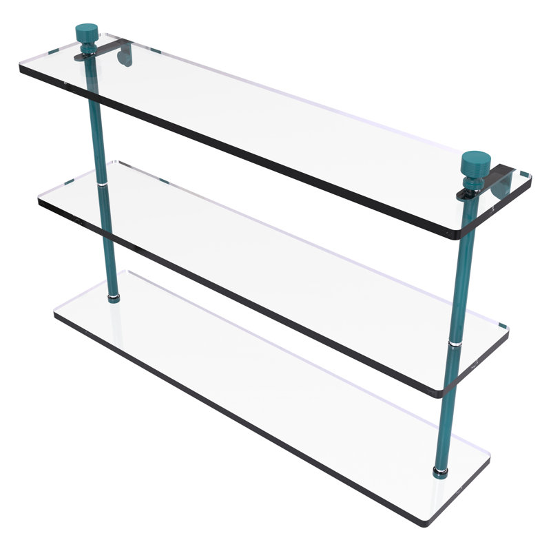 Ballenas 3 Piece Tiered Shelf, Glokzin Teal, 15" H x 22" W x 5" D