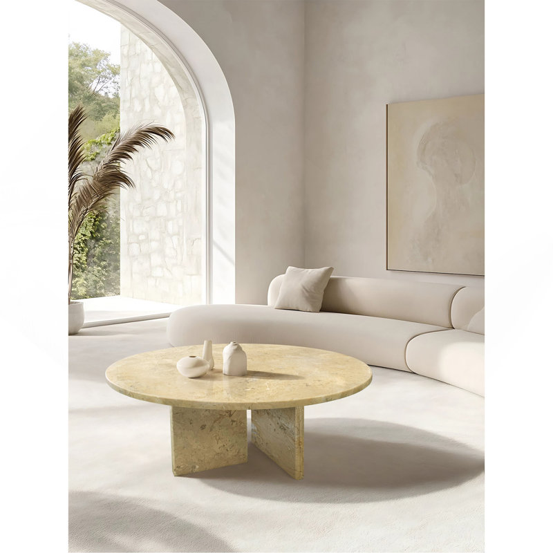 Table basse Marble Stone, Bleu/Gris, H 9,8 po x l 35,4 po x P 35,4 po