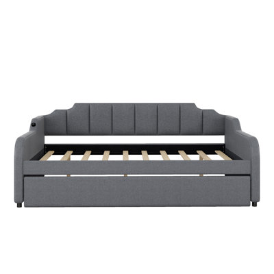 Upholstery Daybed With Trundle And USB Charging Design
