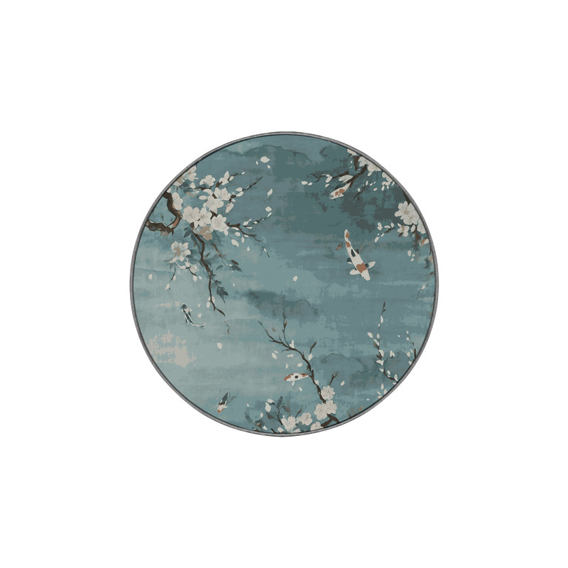Tapis gris soyeux et moelleux, Rond 4 pi