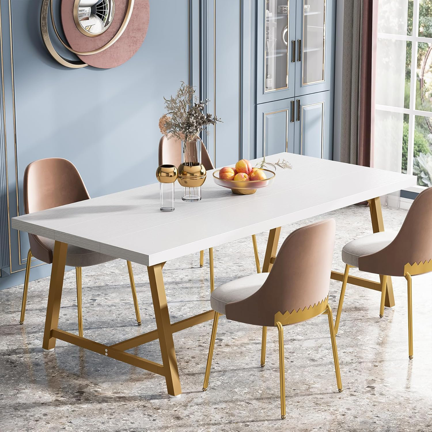 Mercer41 Dining Table for 8 People, 70.87-inch Rectangular Wood Kitchen ...