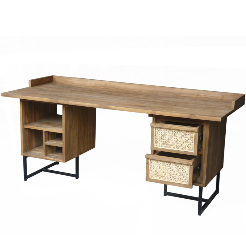 Cane Solid Wood Writing Desk