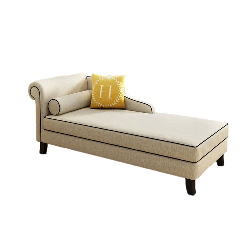 Chaise longue rembourrée Gibeon, Accoudoir à gauche (vu de face), Mélange de lin beige
