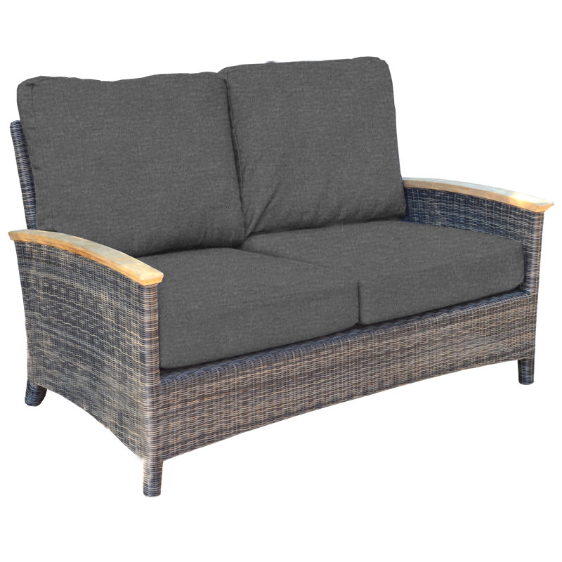 Bella Wicker Teak Outdoor 2 - Seater Sofa, Cast Charcoal, Brown