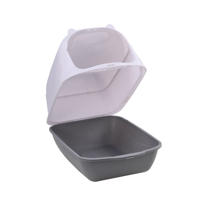 Extra-Large Enclosed Cat Litter Box, Grey
