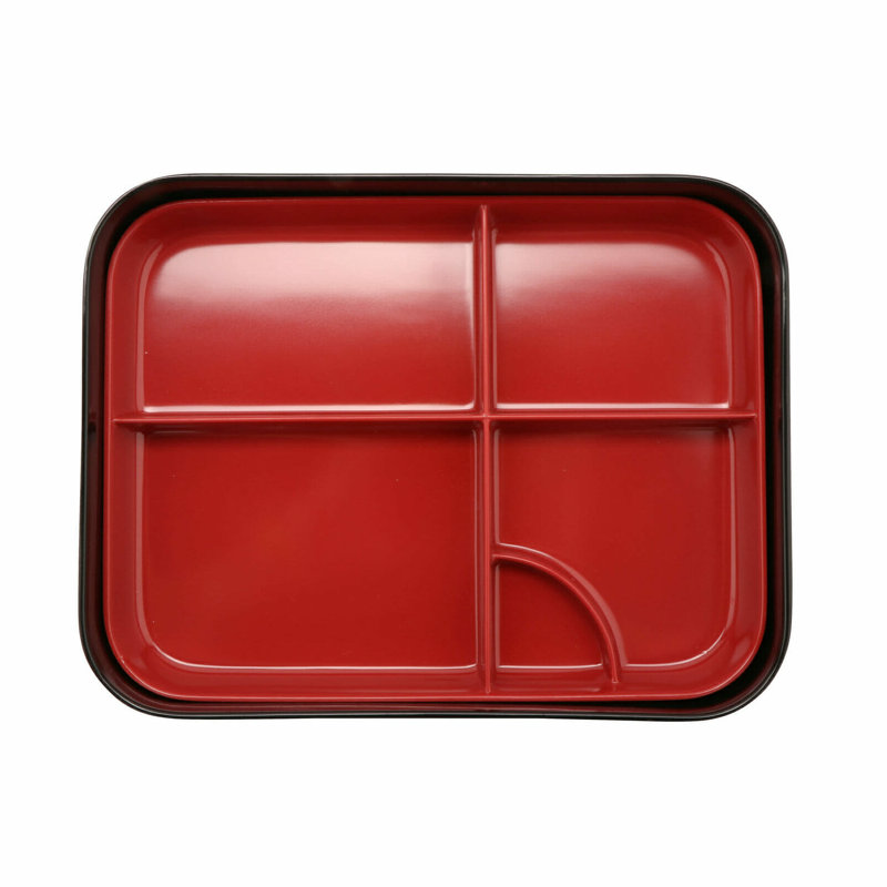 Boîte à bento en mélamine avec couvercle GET 171-F, 4 compartiments, noir (ensemble de 12)