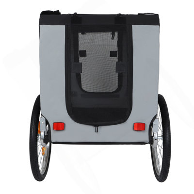 Grande remorque à vélo pliante pour chiens - transporteur tout-terrain d'une capacité de 100 lb, structure en acier durable pour le cyclisme, le jogging, le camping et les aventures en plein air, noir-gris