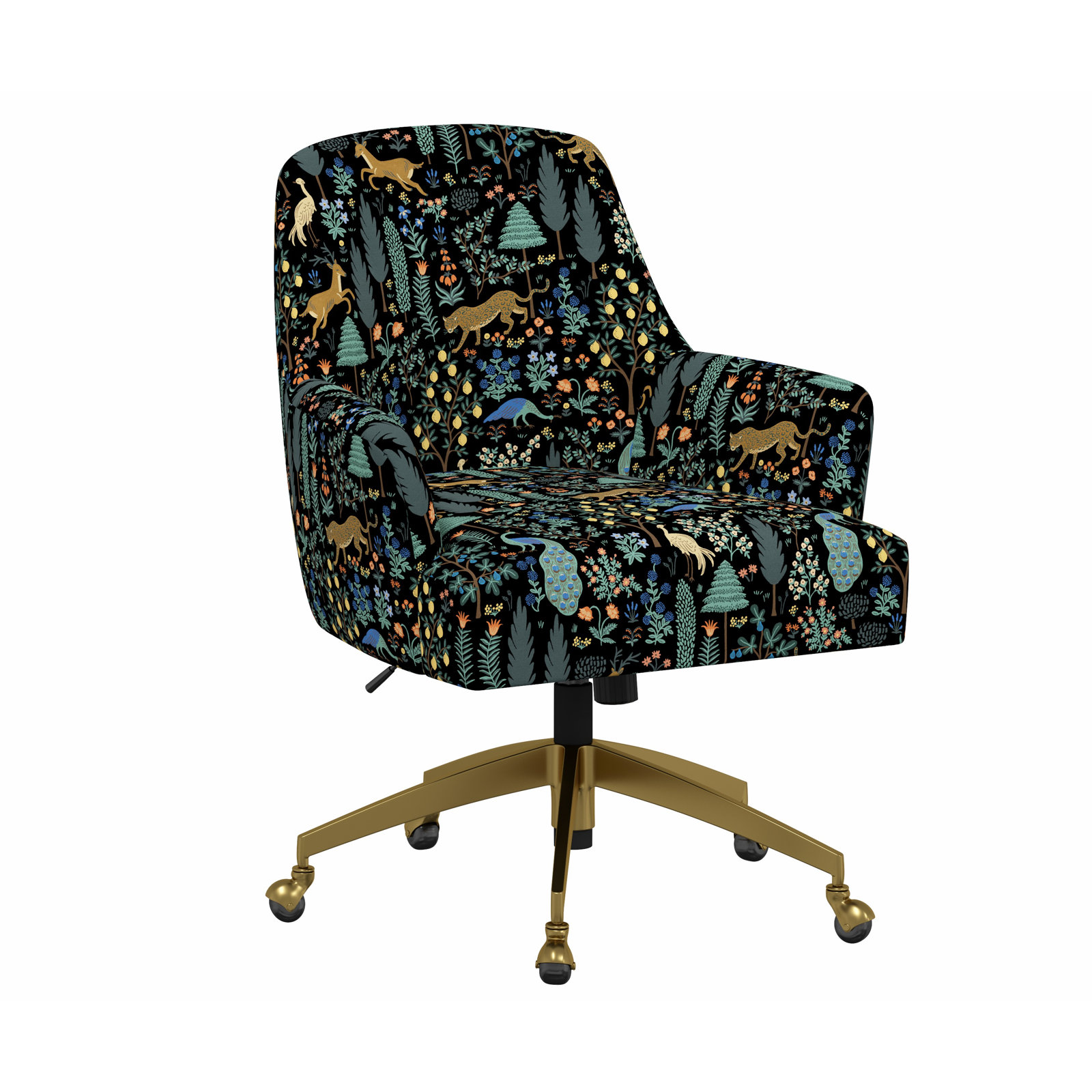 Yvette Chair, Rpc Menagerie Black Linen, Brushed Gold