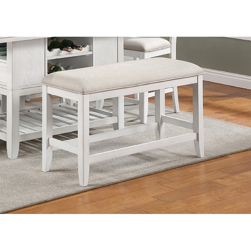 Banc de salle à manger à hauteur de comptoir, H 25,5 po x l 42 po x P 16 po, Blanc