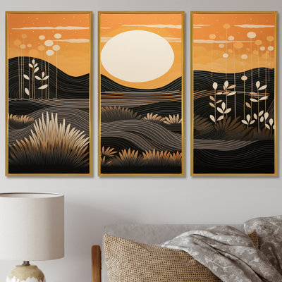 White Full Moon Over The Beachside - Coastal Wall Art Print Set