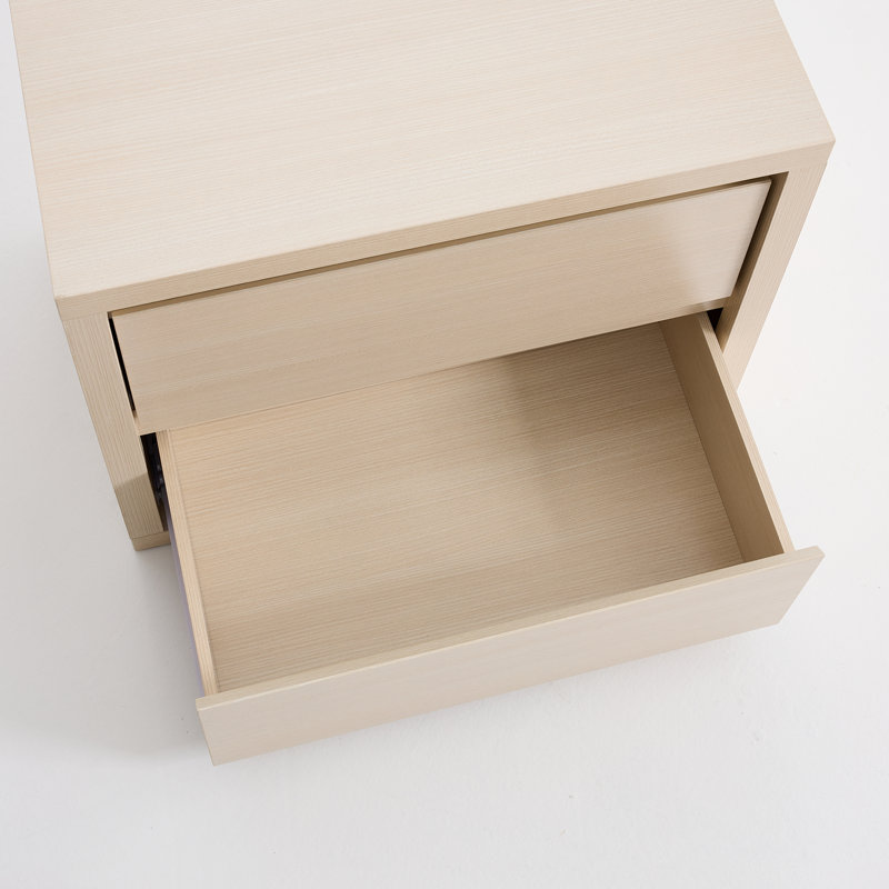 Table de chevet 2 tiroirs Fere, Ivoire blanc