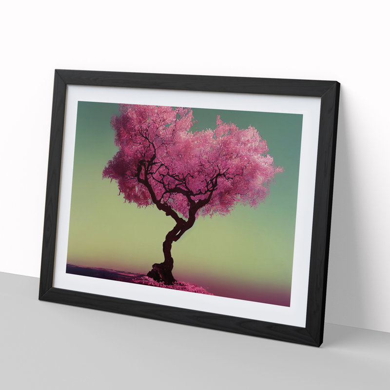 Brave Plum Blossom Tree - Single Picture Frame Print, Black Framed, 46cm H x 64cm W x 2cm D