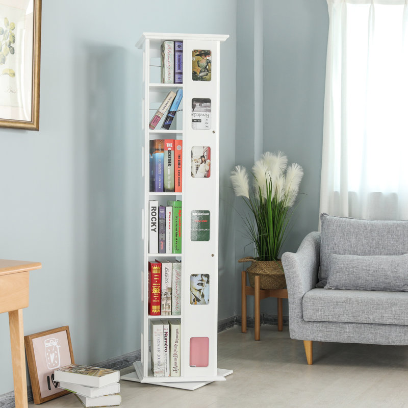 Bibliothèque rotative 6 niveaux à 360 degrés, (6 tablettes) H 70,9 po x l 17,3 po x P 17,3 po